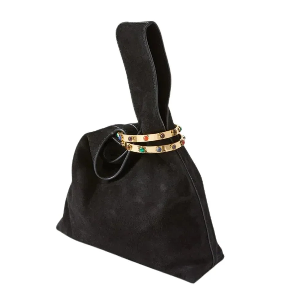 Veronica Beard Black Suede Bracelet-Closure Handbag - Picture 2 of 6